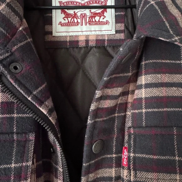 Levi's Dark Plaid Quilted Shacket - Picture 3 of 3